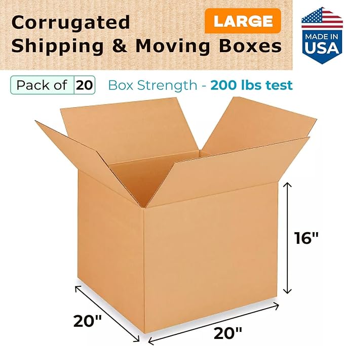 Extra Large Shipping & Moving Boxes 20"L x 20"W x 16"H - Image 2