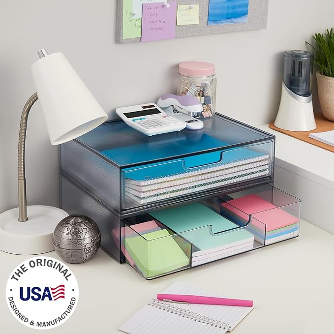 STORi STAX Plastic Stackable Organizer Drawers Classic Grey | 12.5" Wide | Set - Image 2