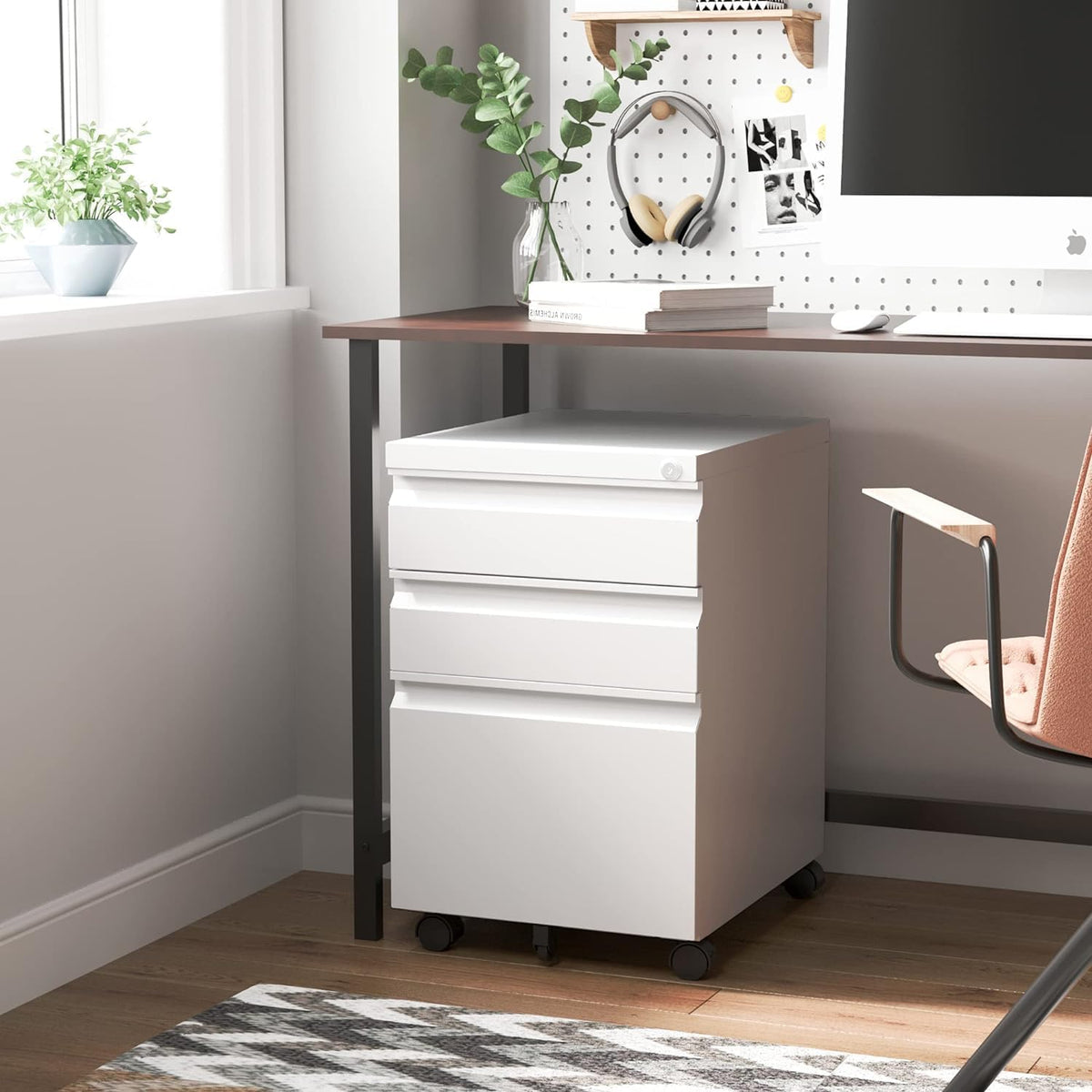 Guizeeopo 3 Drawer File Cabinet with Lock, File Cabinets for Home Office,Unde...