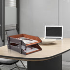 XNONE Leather Desk Organizer, 2-Tier Stackable Letter Tray Holder, Office - Image 5
