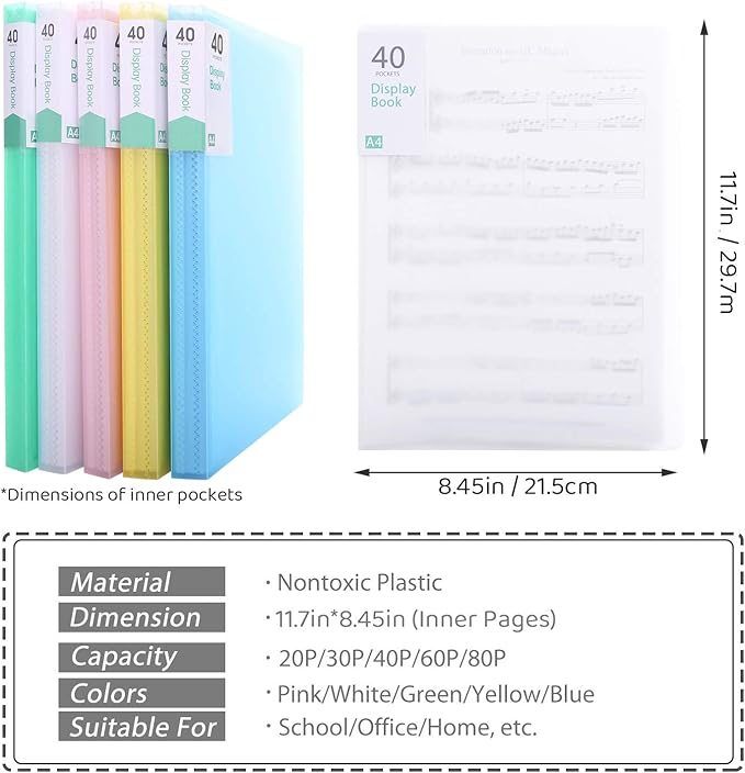 Phyxin 40-Pocket Portfolio Binder Organizer, Binder Sheet Protectors 8.5" x 11" - Image 3