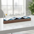 ARTBLOX | Office Personalized Name Plate Mountains Design On Clear Acrylic Glass by Artblox