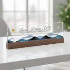 ARTBLOX | Office Personalized Name Plate Mountains Design On Clear Acrylic Glass by Artblox