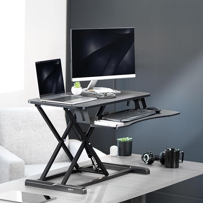 VIVO 32 inch Desk Converter, K Series, Height Adjustable Sit to Stand Riser - Image 2