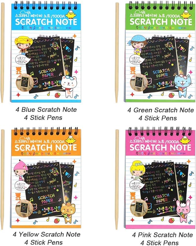POKONBOY 16 Pack Scratch Arts and Crafts Notebooks, Scratch Note Pads - Image 4