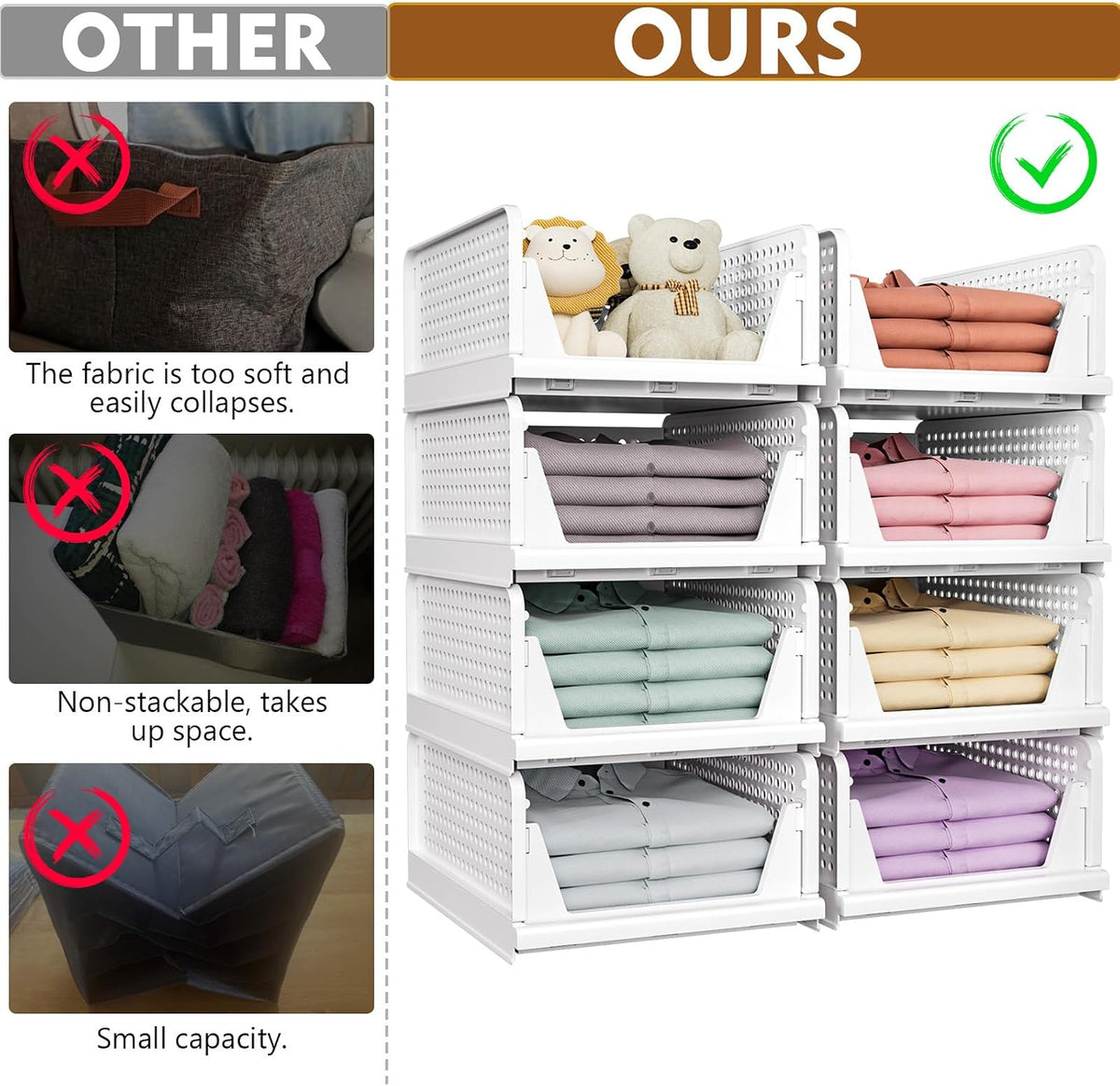 5 Pack Closet Organizer Basket, Closet Organizers and Storage, Yellow
