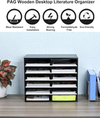 PAG Countertop Mail Sorter Organizer, Wooden Literature Organizer, Student - Image 6