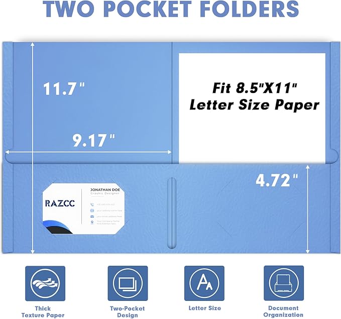 Two Pocket Folders, RAZCC 100 Pack File Folders - Image 2
