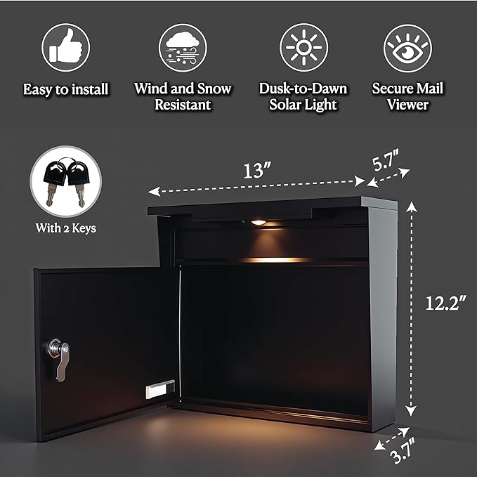 Solar Wall Mount Mailbox for Outside - Image 3