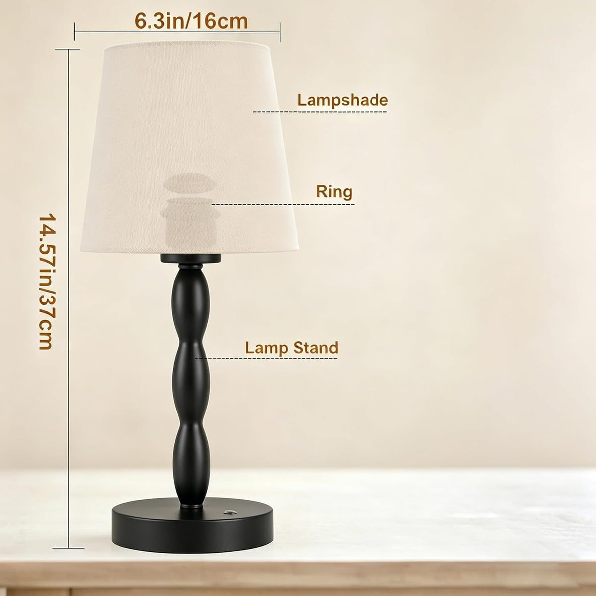 CASTLELIFE Rechargeable Cordless Table Lamp, 5000mAh Battery Powered Touch De...