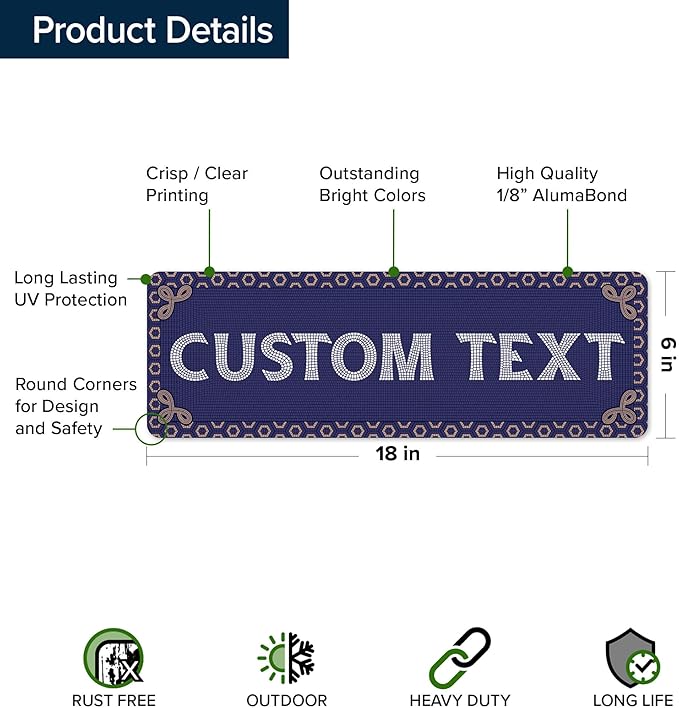 Custom Sign, Custom Street Sign, 11 Font Colors, 13 Font Styles, 4 Hole Options - Image 6