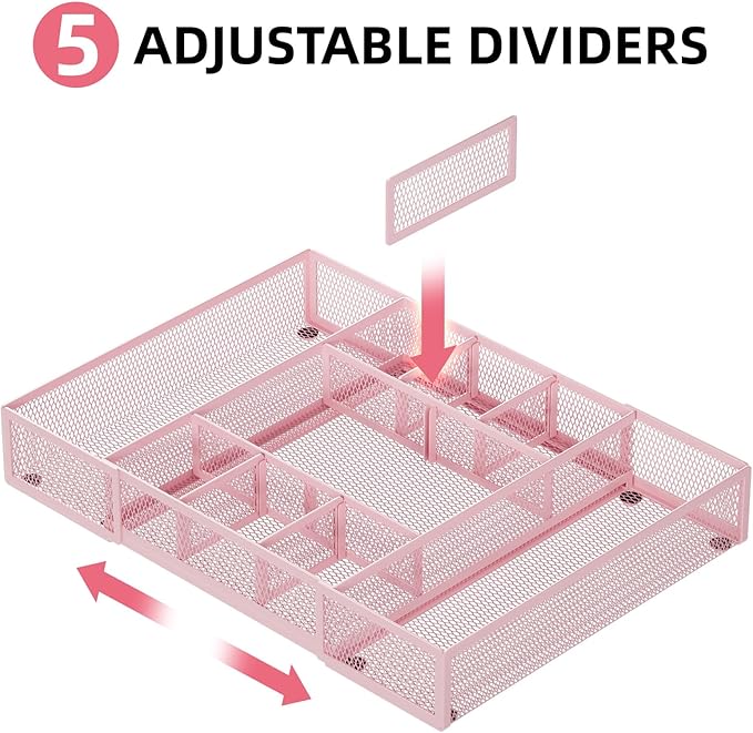 Marbrasse Expandable Desk Drawer Organizer, Mesh Tray - Image 3