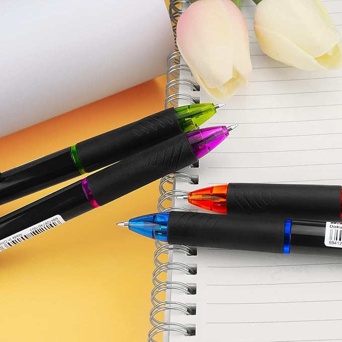 Bribobo 4 Pack Multicolor Ballpoint Pens 4-in-1 0.7mm Colored Retractable - Image 5