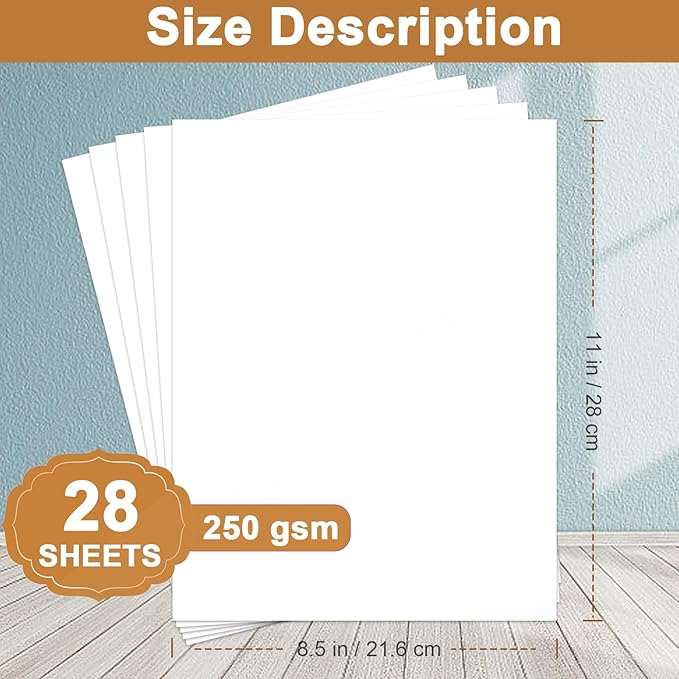 Silunkia 28 Sheets Bright White Cardstock 8.5 x 11 Certificate Paper, - Image 2