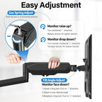 mountup dual monitor and laptop mount, adjustable monitor showing dimensions