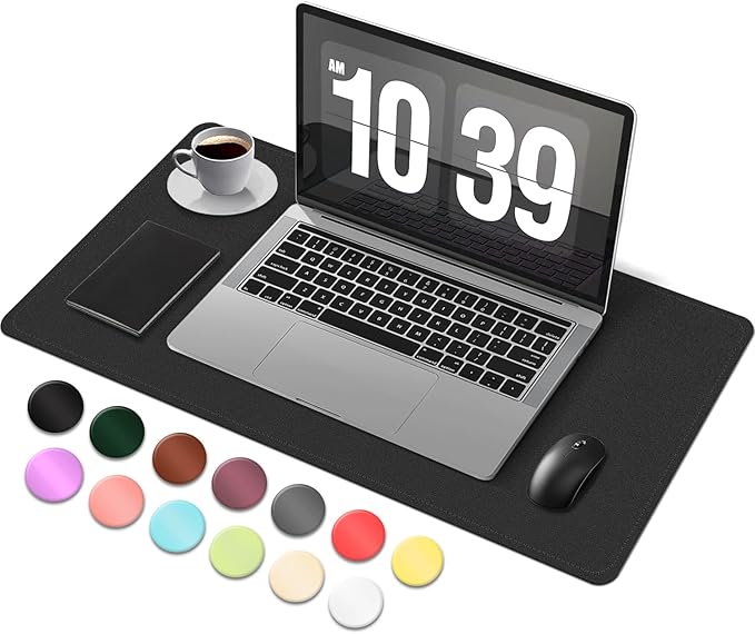 BLESWIN Desk Pad Protector, Leather & Suede Desk Mat, Non-Slip Desk Pad Mat by BLESWIN