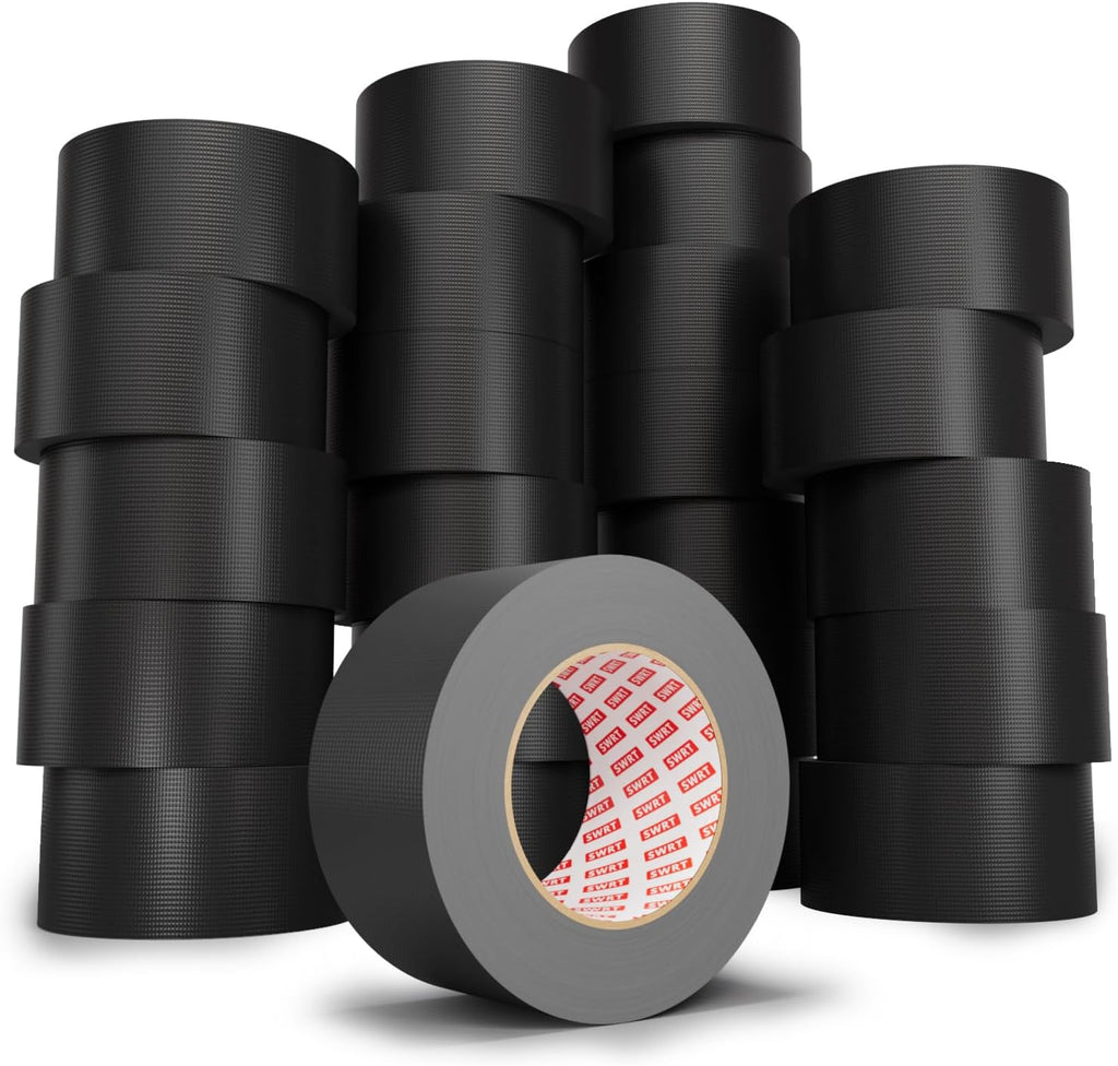SWRT 9 Mil 24-Pack Black Heavy Duty Duct Tape Strong Adhesive, 2 in x 30 YD