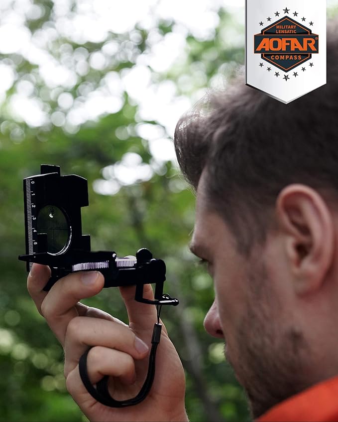 AOFAR AF-4074 Military Compass for Hiking, Lensatic Sighting Waterproof - Image 6