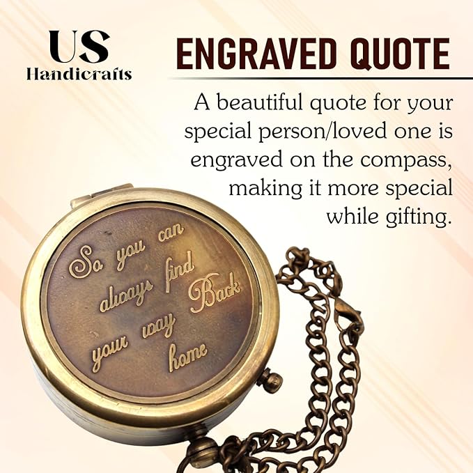 Be Strong and Courageous, Do Not Be Afraid Brass Engraved Compass - Image 6