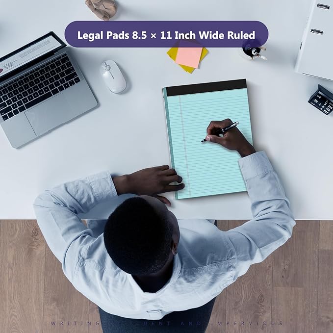 6 Pack Legal Pads 8.5 x 11 College Ruled Colored Note Pads 8.5" x 11" Lined - Image 6