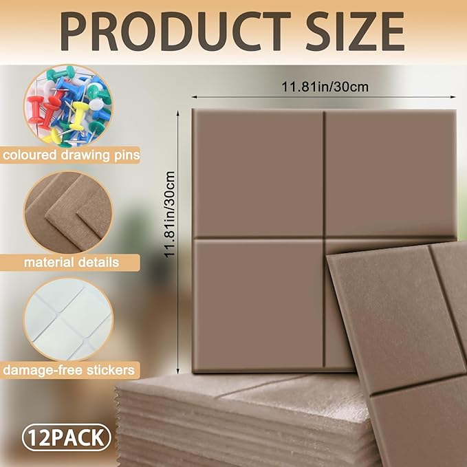 12-Pack Large Felt Bulletin Board 48" x 36" Cork Board Alternative, - Image 3
