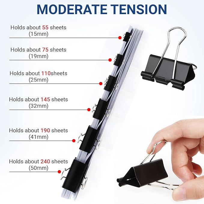 60 PCS Large Binder Clips – 2Inch 51mm Big Black Metal Paper Clamps, Extra - Image 5