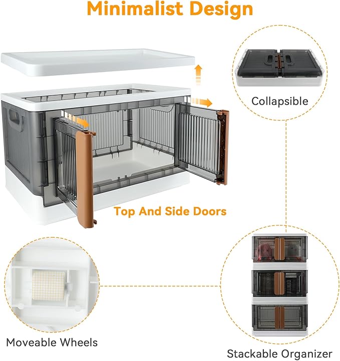 AssHMKIT Storage Bin, Plastic Cabinet, 8.4 Gallon Capacity, 2 Pack, Collapsible - Image 3