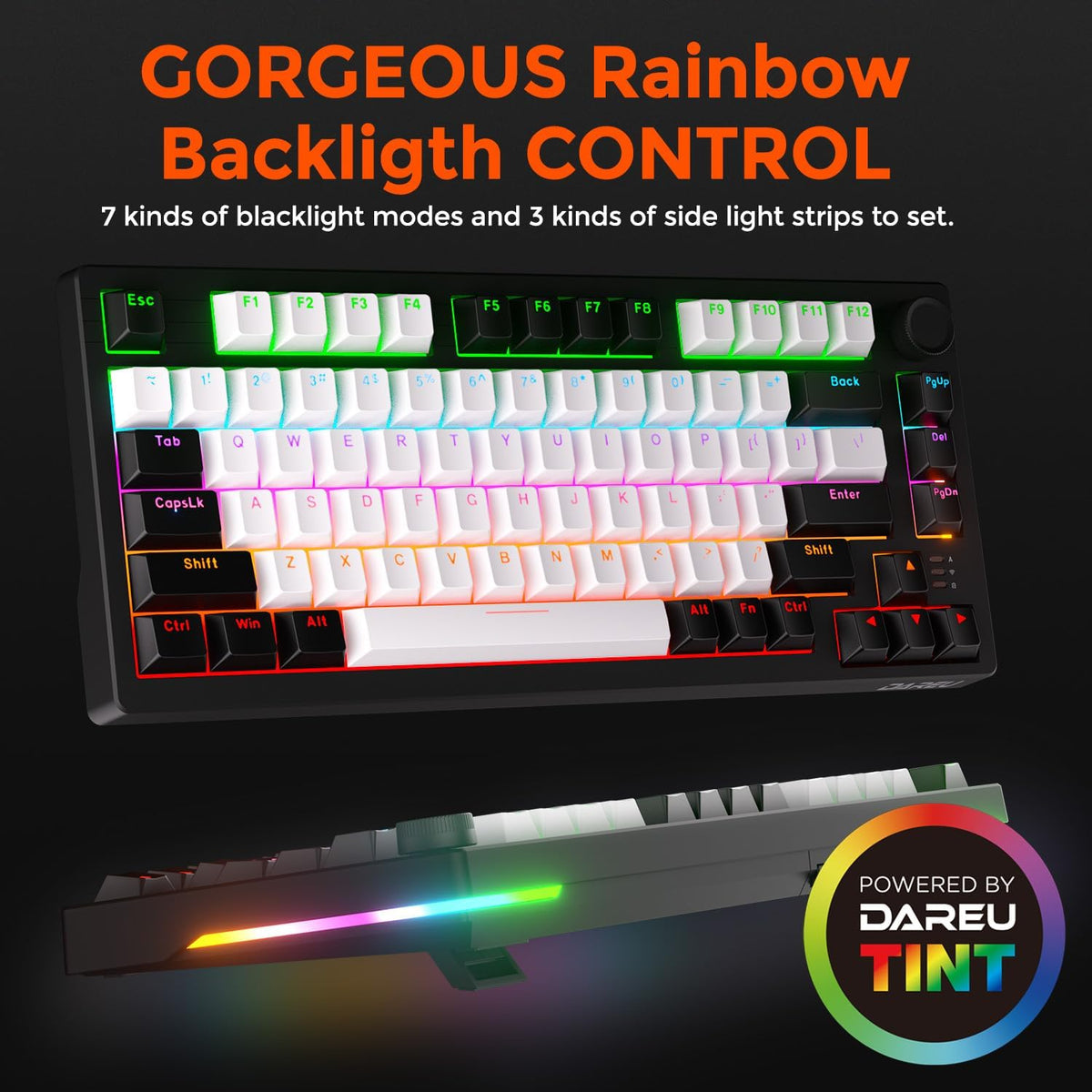 DAREU EK75 Wired Mechanical Keyboard,75% Keyboard with Volume Knob,Gasket Mou...