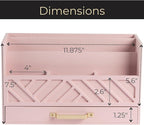 BLU MONACO Pink Wooden Desk Organizer - Image 6
