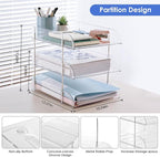Noger Desk Organizers and Storage, 3 Tier Clear Heightened Stackable Paper Tray - Image 6