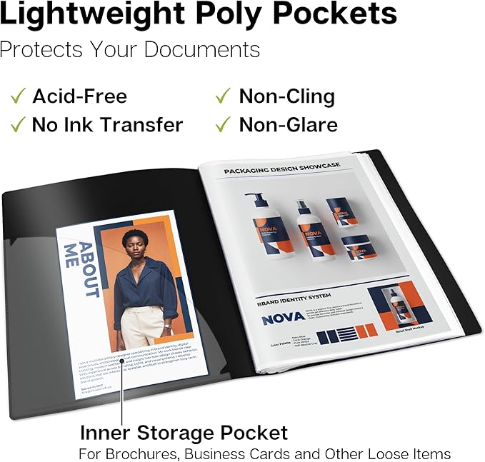 Dunwell Presentation Binder 60-Pocket, Displays 120 Pages, 8.5x11 Portfolio - Image 6