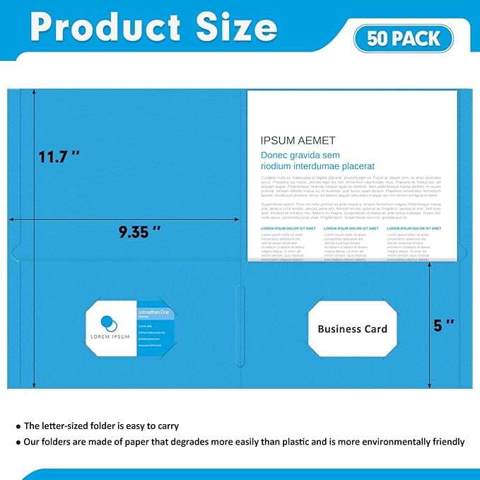Two Pocket Folders, PANDRI 50 Pack 2 Pocket Folders, Letter Size Paper File - Image 2