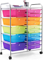 HAPPYGRILL 15-Drawer Rolling Cart, Storage Carts by HAPPYGRILL