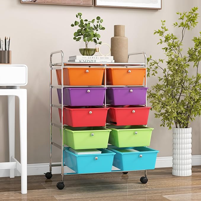 GLACER 10 Drawer Rolling Cart, Storage Cart - Image 9