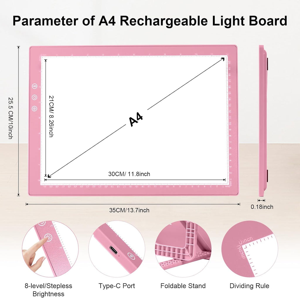 xvv rechargeable tracing board, ultra-thin light pad with, close-up detail