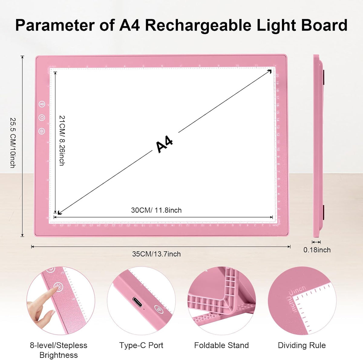 xvv rechargeable tracing board, ultra-thin light pad with, close-up detail