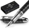 Wordsworth & Black Majesti Fountain Pen-, Luxury Case, Chrome Finish; Fine Nib- by WordsworthBlack