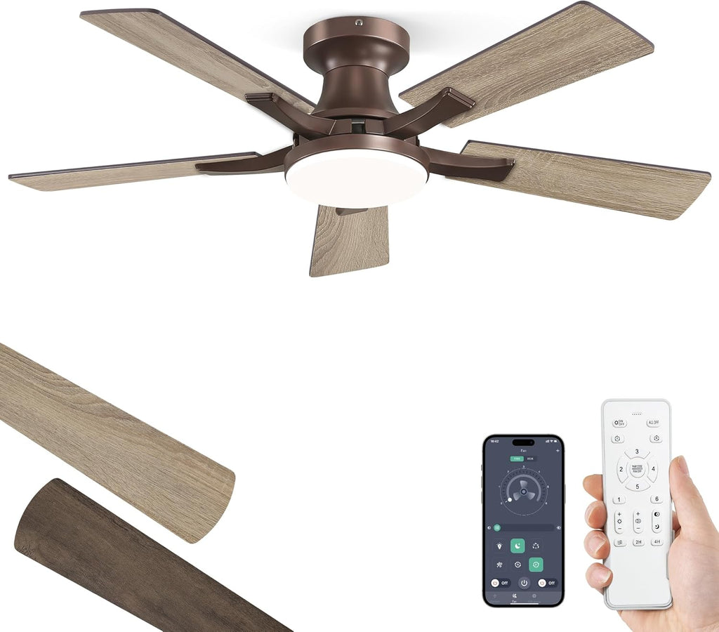 zmishibo 42 inch ceiling fans with lights, remote&app, main product view