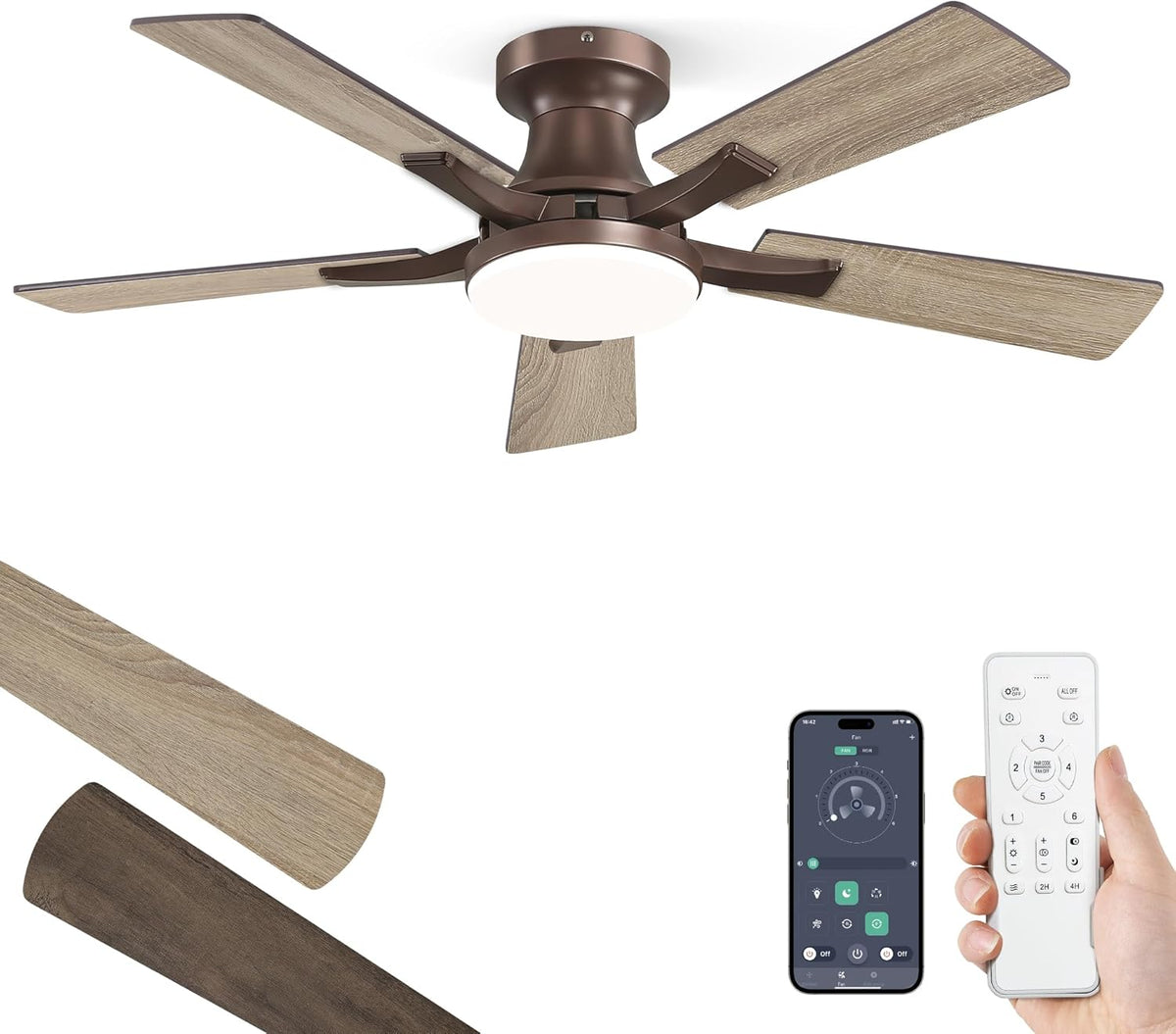 zmishibo 42 inch ceiling fans with lights, remote&app, main product view