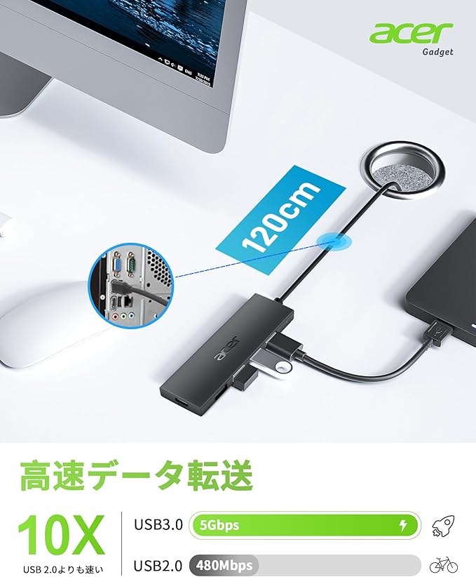 Acer USB C Hub 4 Ports, USBC Splitter - Image 2