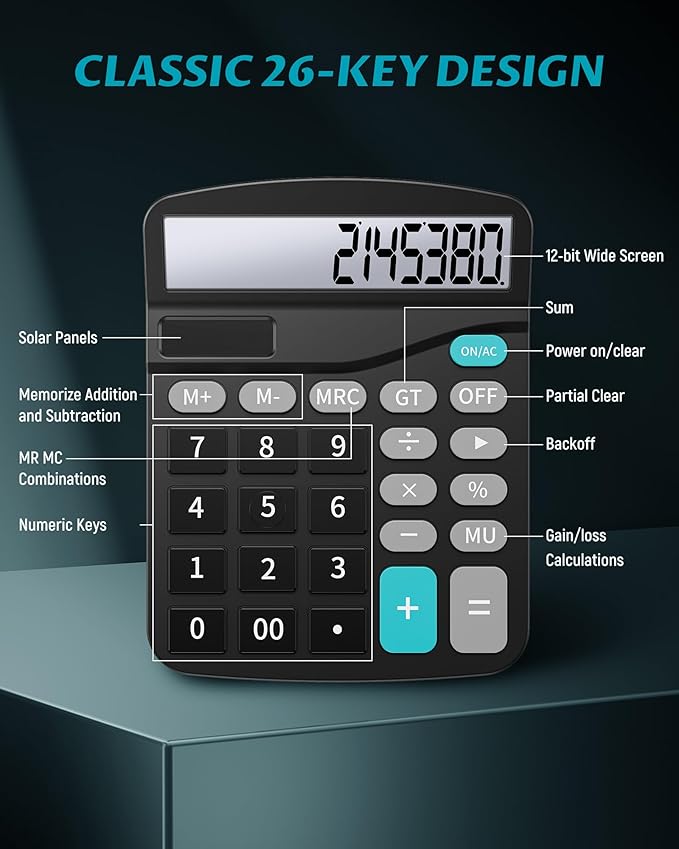Lichamp Desk Calculators with Big Buttons and Large Display, Office Desktop - Image 5