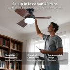 30 inch wood ceiling fan with light, flush on a desk or shelf