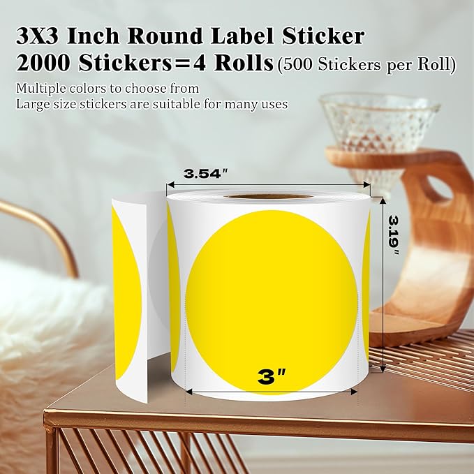 3 Inch Round Colored Dot Stickers, 4 Rolls in Dispenser Box - Image 2