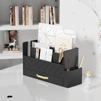 WISUCART Bamboo Desk Organizer Mail Holder Countertop Wood Desk Drawer Tabletop - Image 3