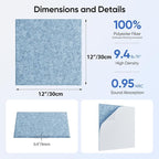UNECHO 12 Pack 12" X 12" X 0.4" Acoustic Panels - Image 3