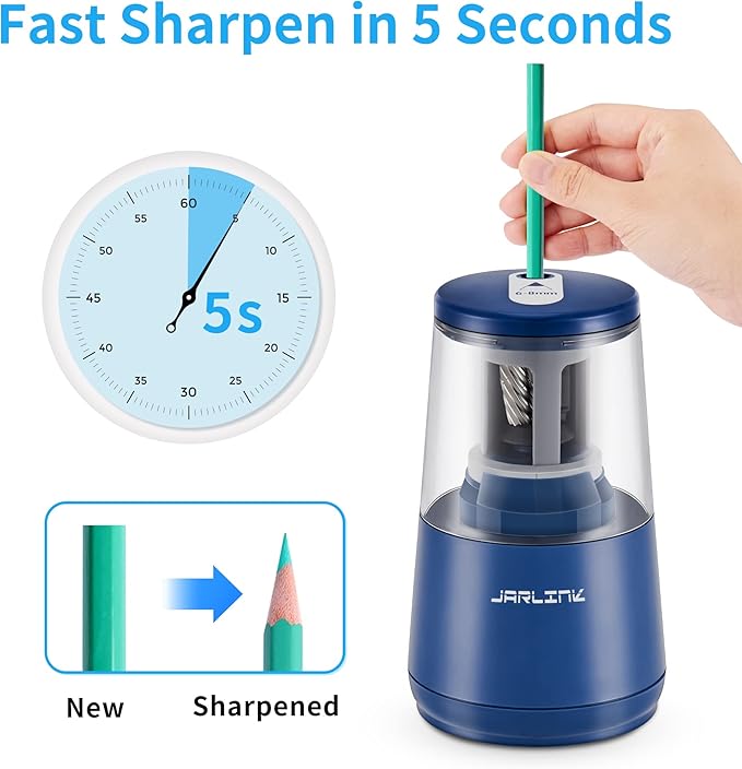 JARLINK Electric Pencil Sharpener, Heavy-Duty Helical Blade to Fast Sharpen - Image 2