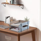 Leather Desk Letter Tray, Office Supplies Paper Organizer - Image 3