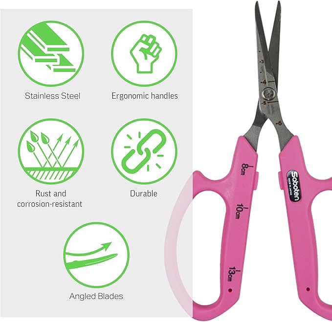 Saboten Stainless Steel Angled Blade Trimming Scissors Pink PT-13 160mm - Image 3