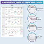 Dry Erase Vertical Three Month Laminated jumbo Wall Calendar, 46 x 63, Huge - Image 3