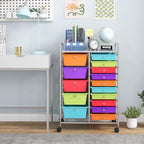 Giantex 15-Drawer Organizer Cart Office School Storage Cart Rolling Drawer Cart - Image 2